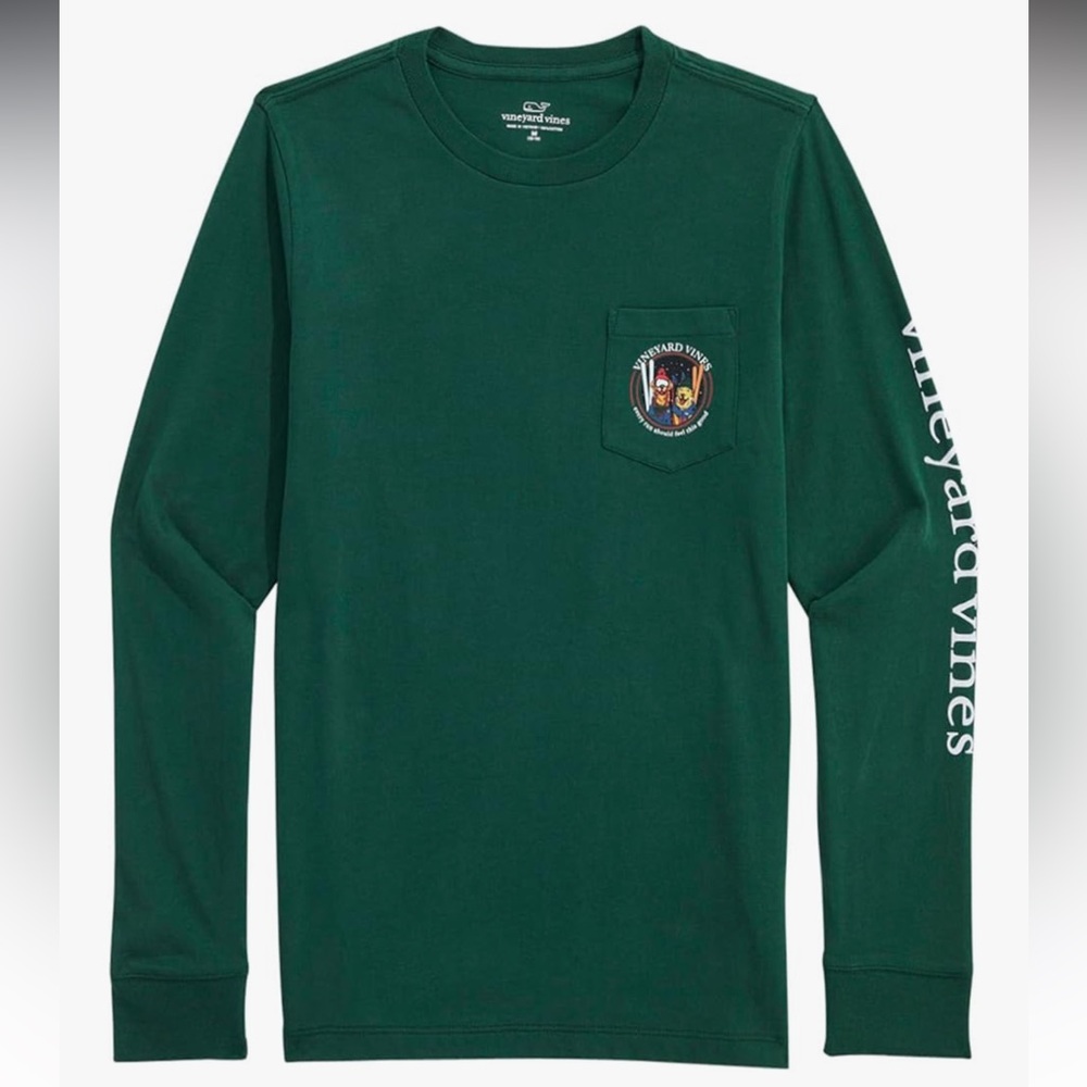 Vineyard Vines Boys Green Long Sleeve Tee - Size Medium - NWT